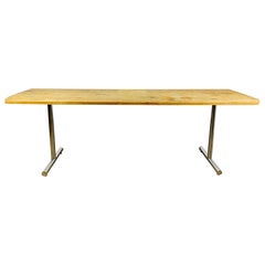 Large Solid English Oak Plank Table on Chrome Legs