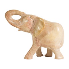 Vintage Stone Hand Carved Elephant Sculpture