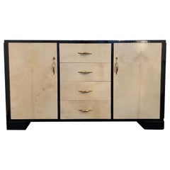 Art Deco Parchment and Black Lacquer Sideboard