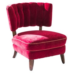 1930s Danish Slipper Chair Upholstered in Velvet