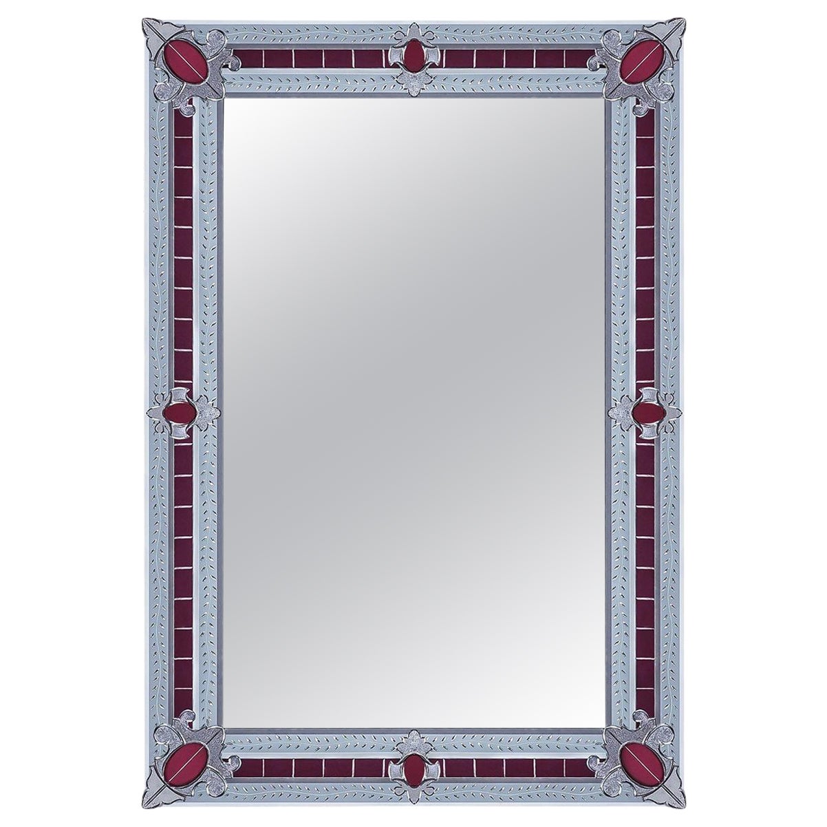 San Toma Roter Contemporay-Spiegel aus Muranoglas