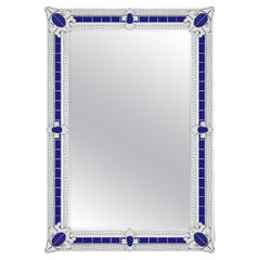 San Toma Blue Contemporay Murano Glass Mirror