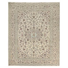 Used Traditional Wool Area Rug Handwoven Oriental Cream Brown Area Rug