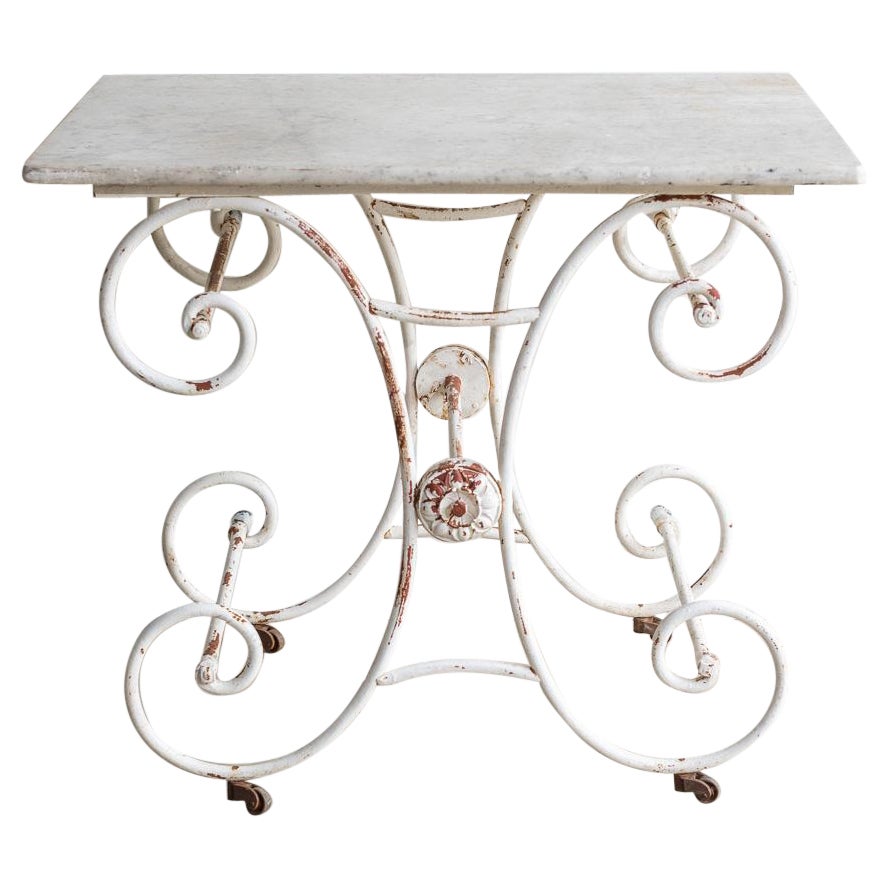 Bakery Table with Marble Top For Sale