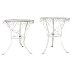 Pair of French Art Nouveau Style Iron Wire Garden Tables