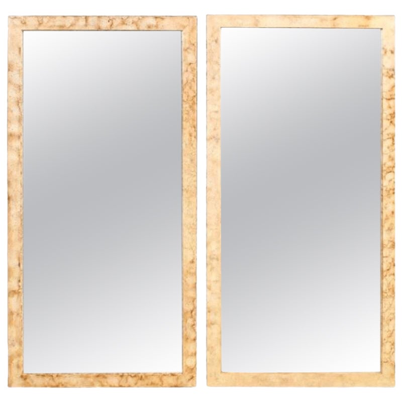 Pair of Rectangular Hollywood Regency Faux Marble Wall, Console or Pier Mirrors
