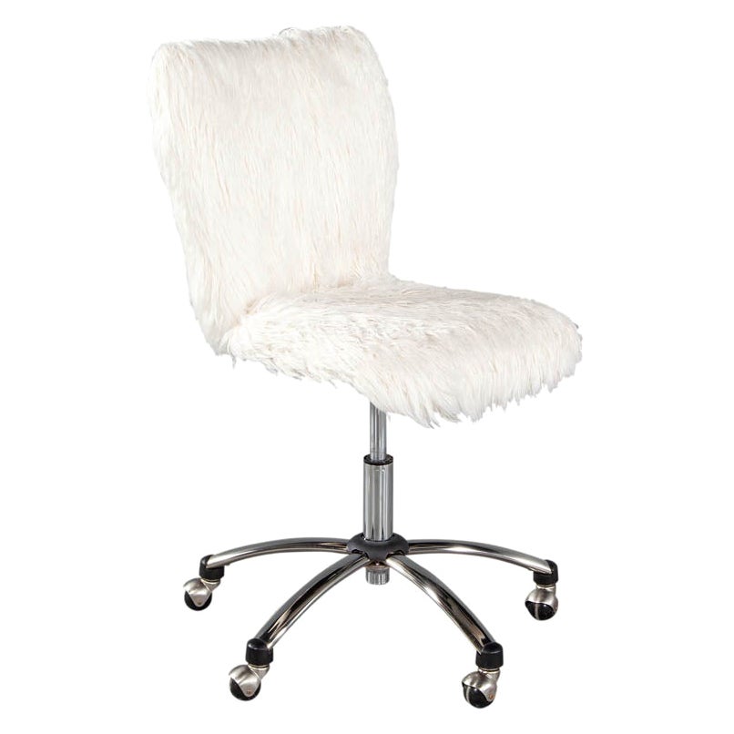 Mid-Century Modern Faux Fur Office Desk Chair