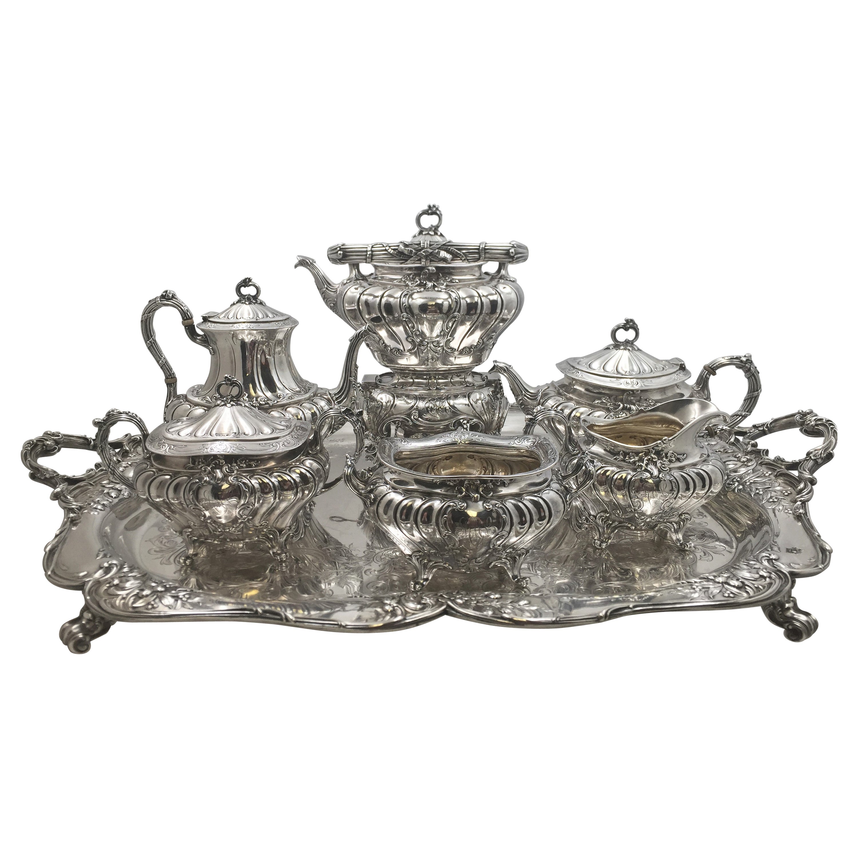 Gorham and Chrichton Sterling Silver Tea Set and Tray at 1stDibs