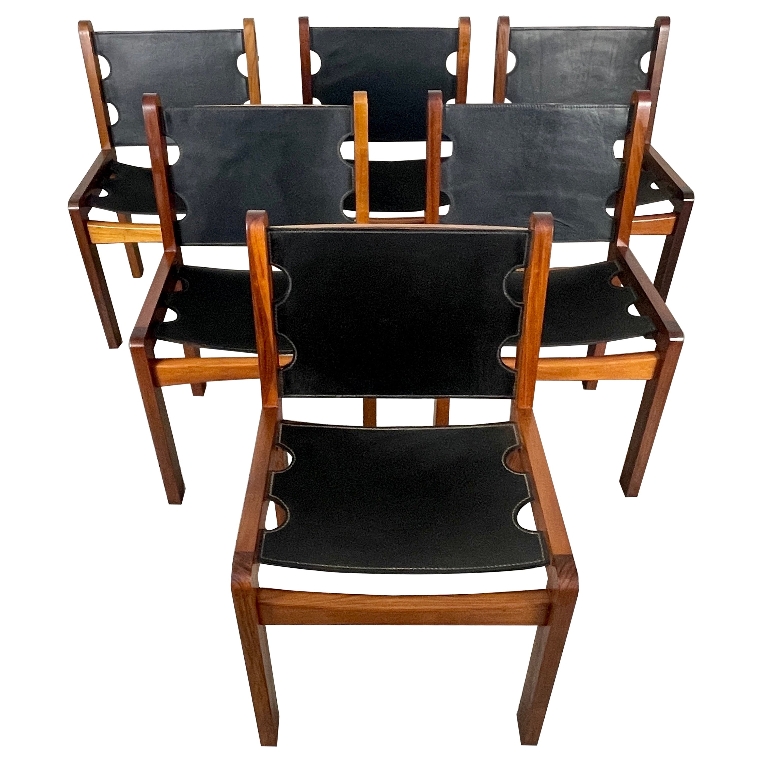 Mid-Century Teak & Leather Dining Chairs