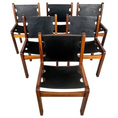 Vintage Mid-Century Teak & Leather Dining Chairs