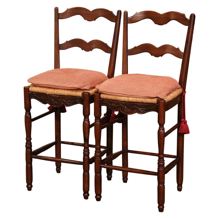 Ladder back rush seat counter stools 24 sale inch