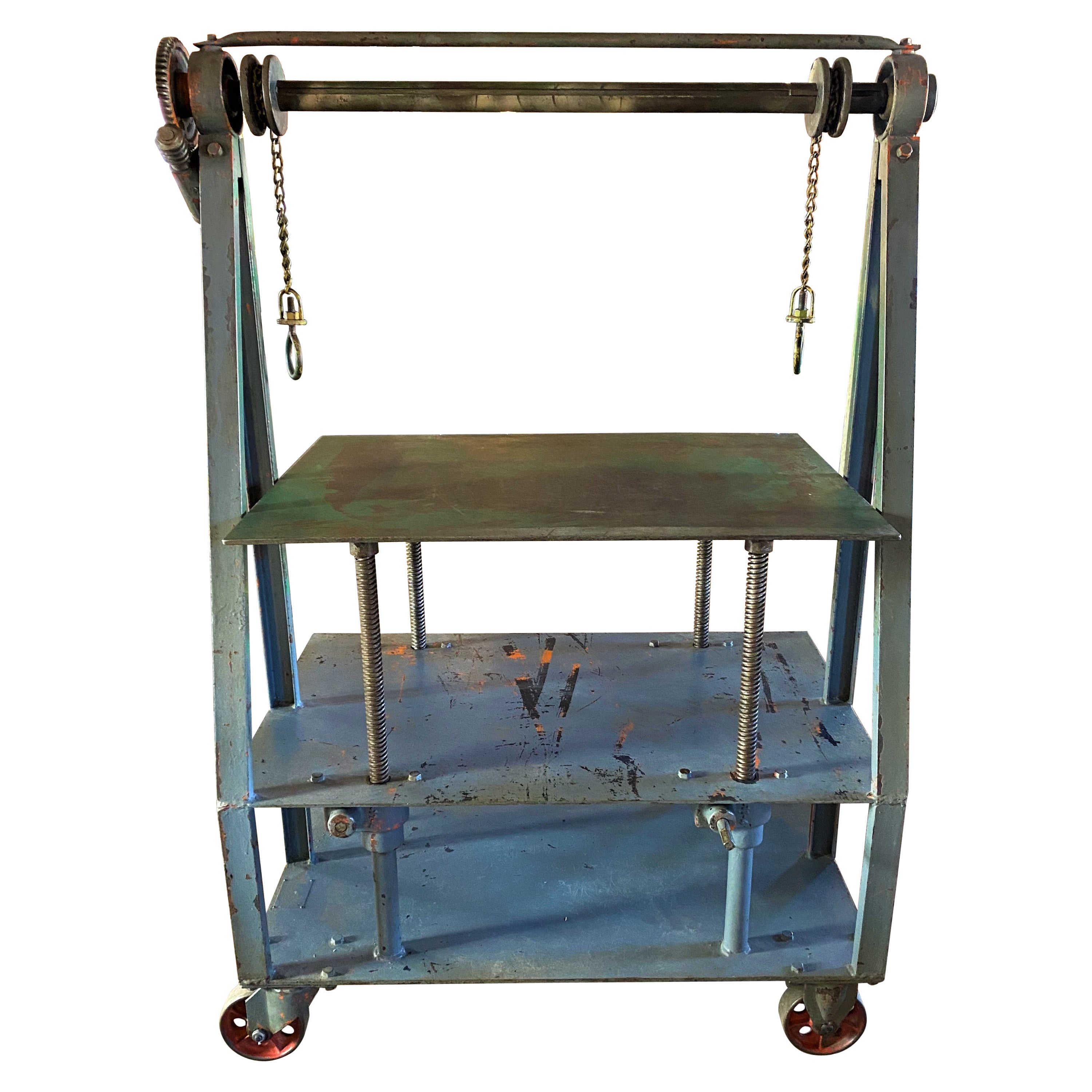 Vintage Industrial Lift Cart For Sale