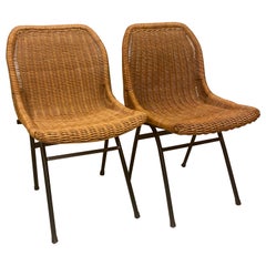 Pair of Rattan or Wicker Chairs, Dirk van Sliedregt, NL, 1960's