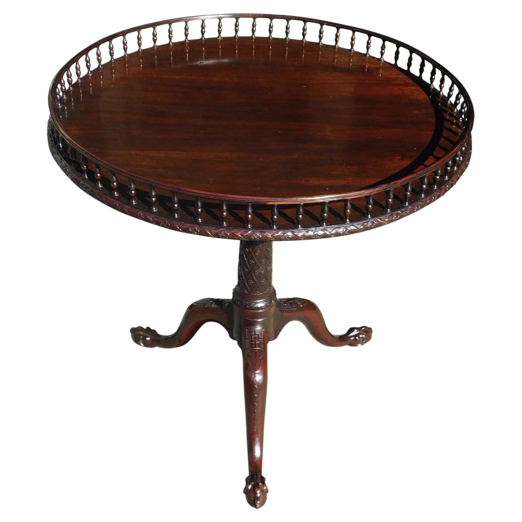 Scottish Chippendale Cuban Mahogany Tea Table with Circular Gallery, Circa 1760 For Sale