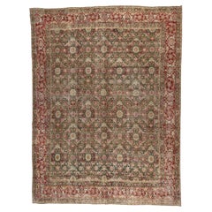Zabihi Collection Dark Green Oversize Persian Tabriz Carpet