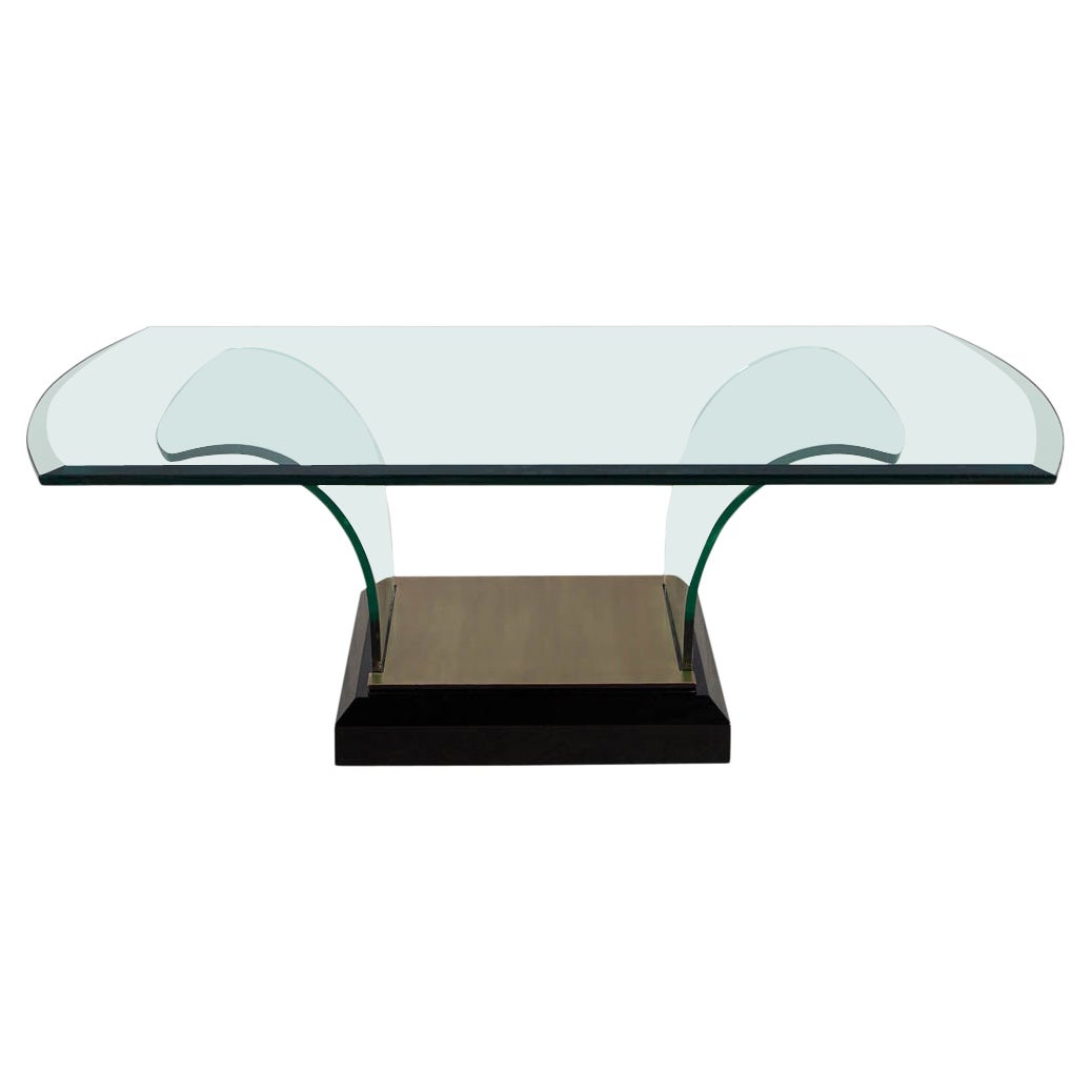 Art Deco Style Curved Glass Coffee Table For Sale