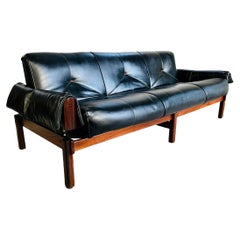 Percival Lafer Brasilian Rosewood Leather Sofa