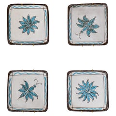 Painted Ceramic Plates by Vallauris, Set of 4