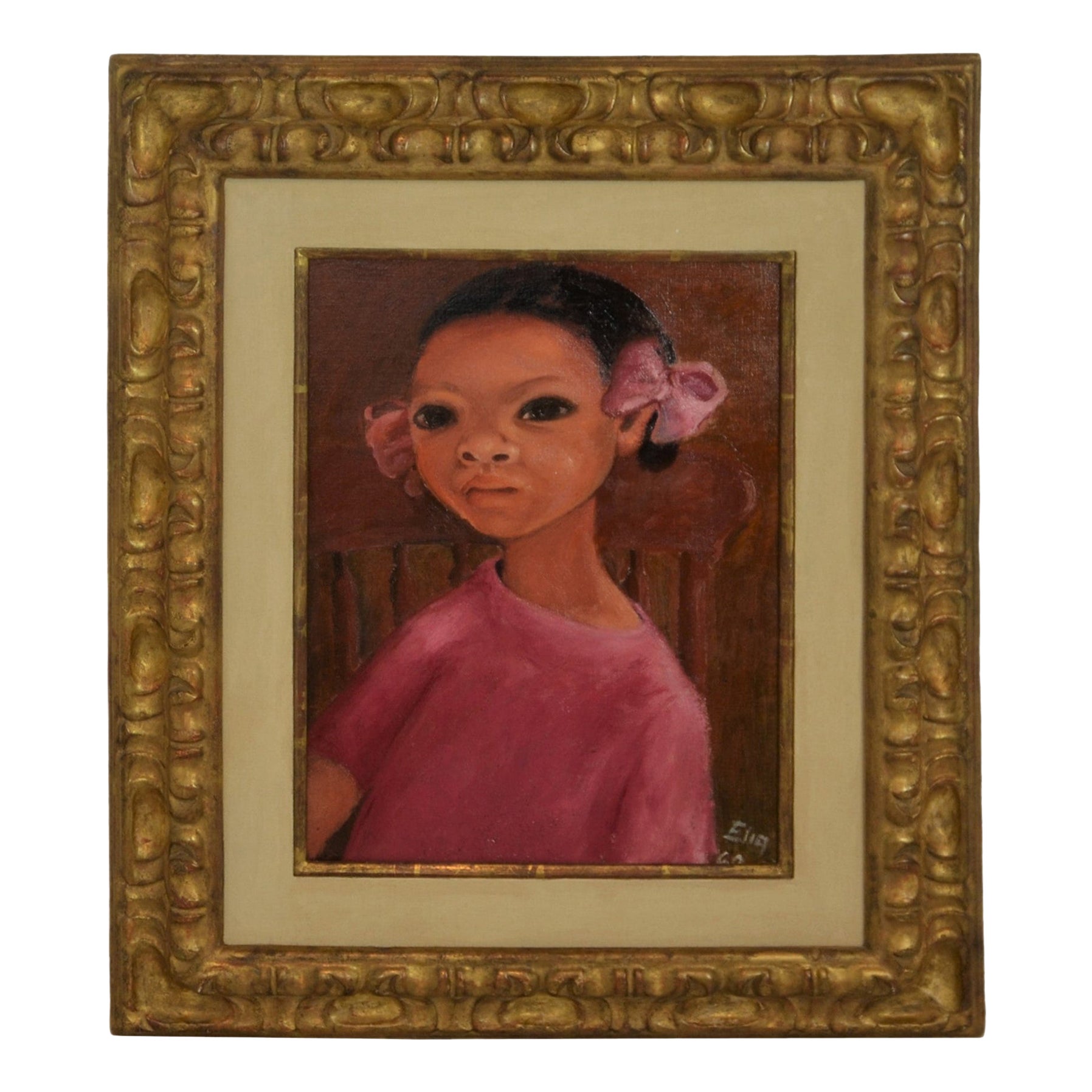 Pittura di ragazza africana, firmata