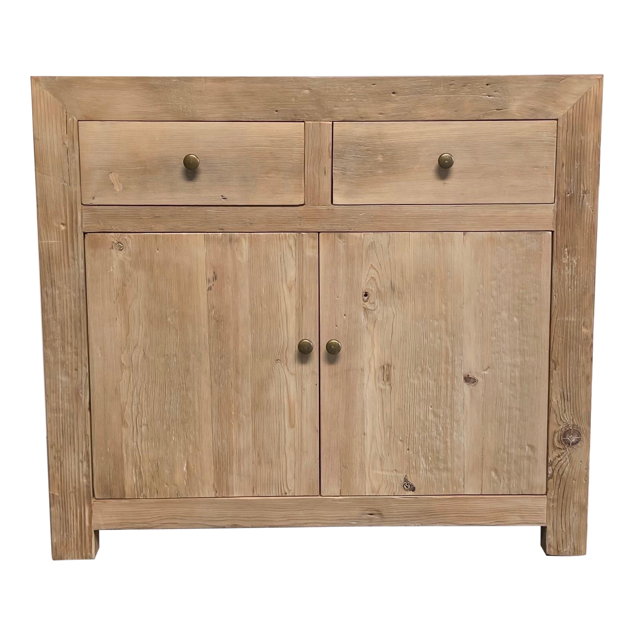 Reclaimed Vintage Elm Wood Cabinet For Sale