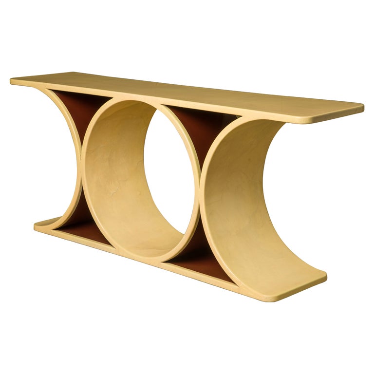 Double JMF' Lacquered Goatskin Console by Karl Springer w COA and Stamped,  c 1977 For Sale at 1stDibs