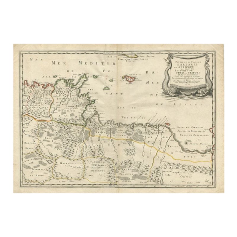Rare Antique Map of 'Barbarie' or Northern Africa, 1655 For Sale