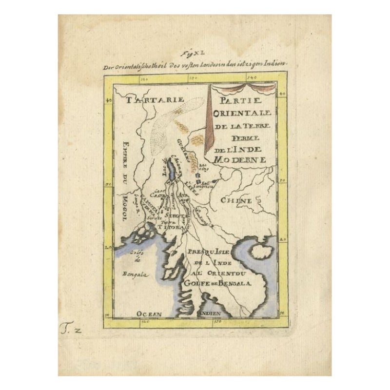 Carte ancienne de l'Inde du Nord et du Golfe du Bengale par Mallet, 1686 en vente