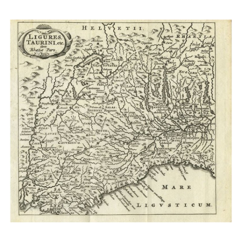 Antique Map of Northwest Italy by Cluver, 1685