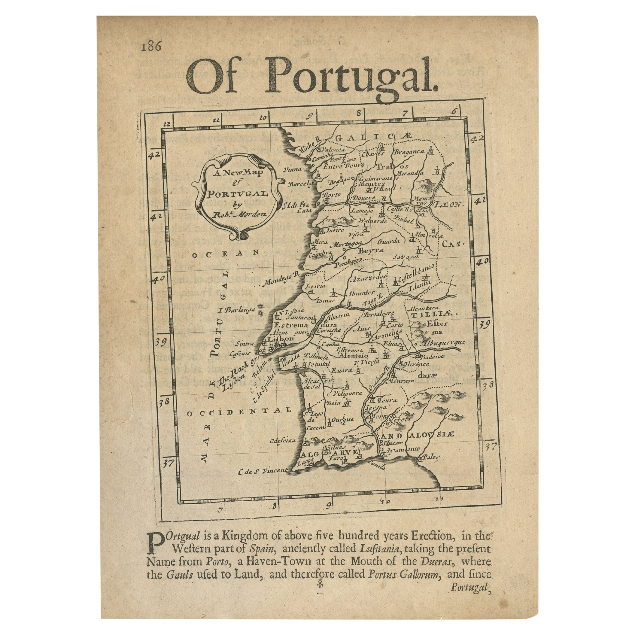 Antique Map of Portugal by P. Schenk, circa 1700 For Sale at 1stDibs