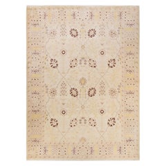 One-Of-A-Kind Hand Made Contemporary Eclectic Ivory Area Rug