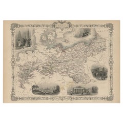 Decorative Antique Map of Prussia with Decorative Insets, c.1851