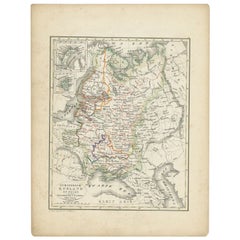 Antique Map of Russia and Poland by Petri, 1852