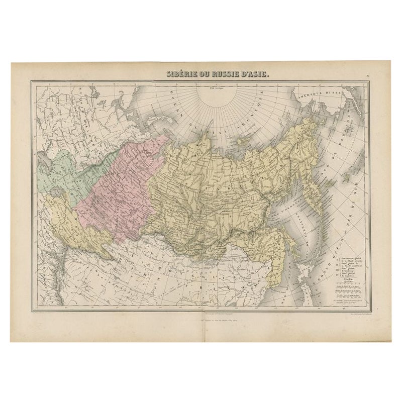 Antique Map of Russia and Siberia by Migeon, 1880