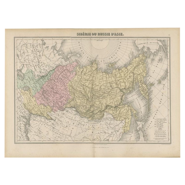 Antique Map of Russia and Siberia by Migeon, 1880 For Sale at 1stDibs