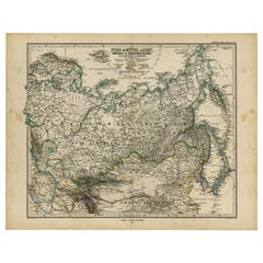 Mapa antiguo de Rusia y alrededores por Stieler, 1874