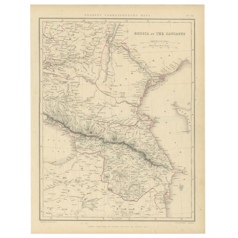 Antique Map of Russia and the Caucasus by Sharpe, 1849 For Sale