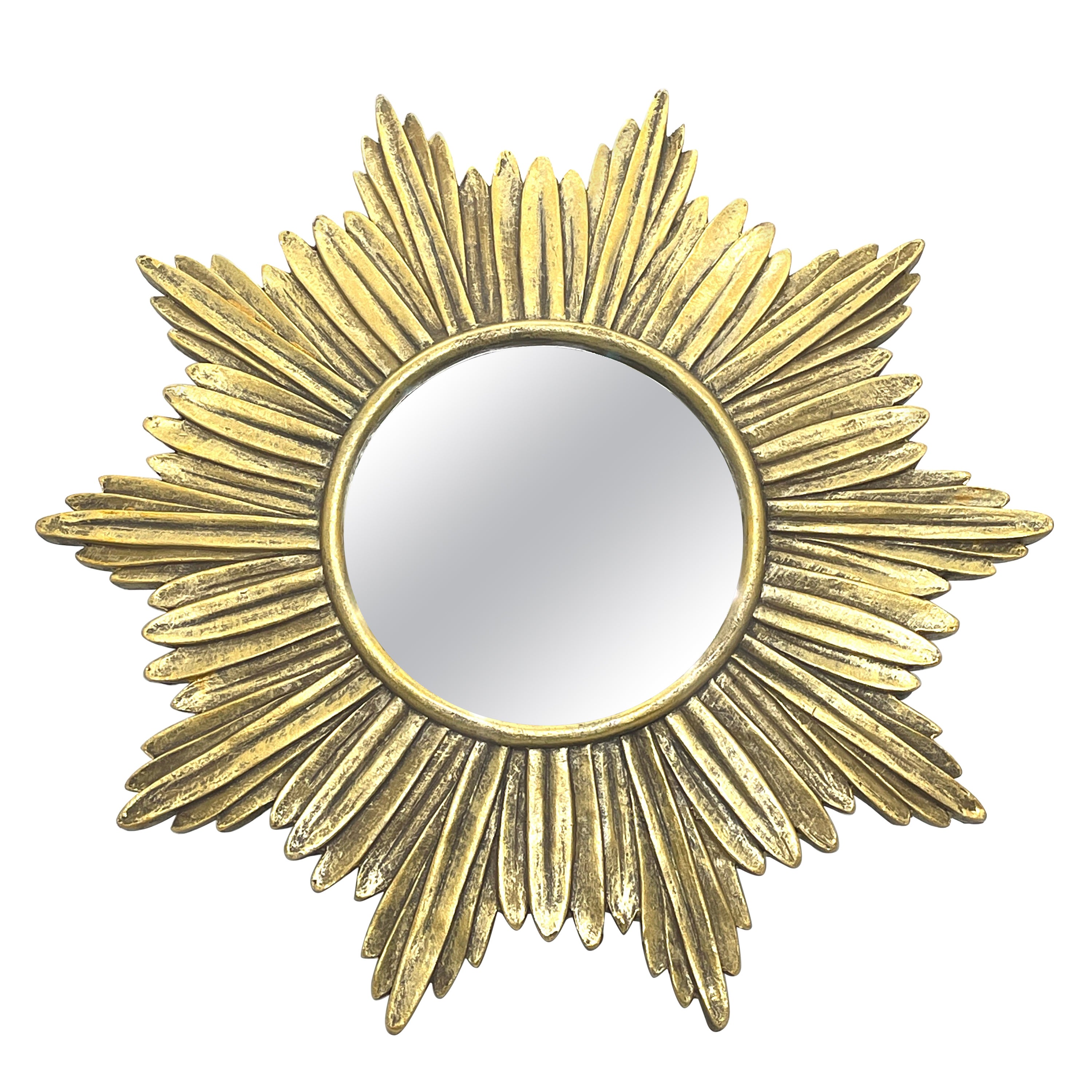 Beautiful Sunburst Starburst Mirror Resin or Composition, German, circa 1970s