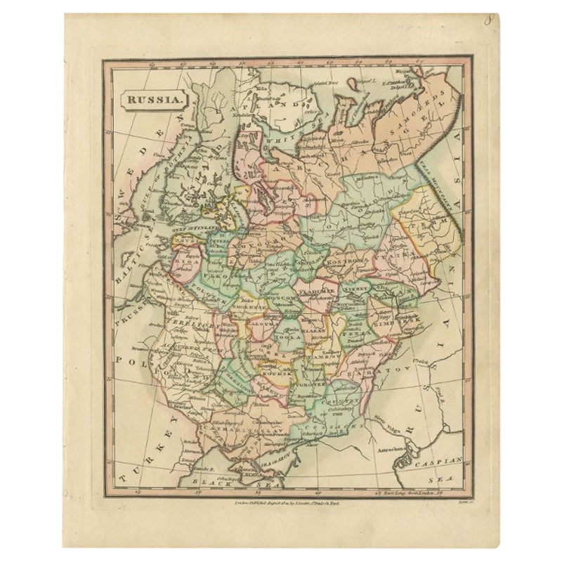 Antique Map of Russia by Tyrer, 1821 For Sale