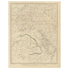 Antique Map of Russia from the Baltic to the Black Sea by Sharpe, 1849