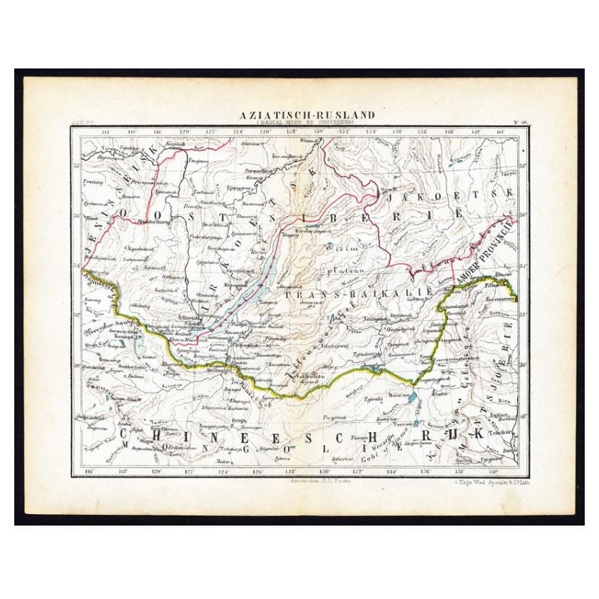 Antique Map of Russia in Asia by Kuyper, c.1880