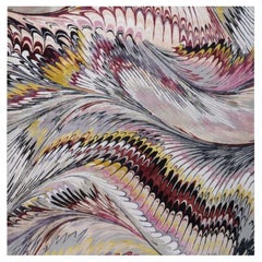 Feather Marble Maroon 9'x6' Rug in Wool and SIlk By Mary Katrantzou