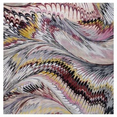 Feather Marble Maroon 10'x7' Rug in Wool and SIlk By Mary Katrantzou
