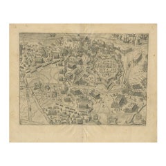 Antique Map of Oostende by Orlers, 1615