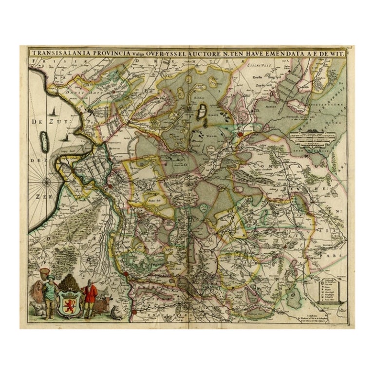 Antique Map of Overijssel by De Wit, c.1680 For Sale