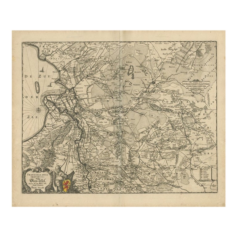 Antique Map of Overijssel by Visscher, c.1652 For Sale