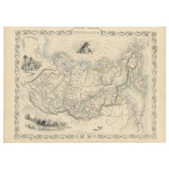 Antike Karte Russlands in Asien von Tallis, um 1851