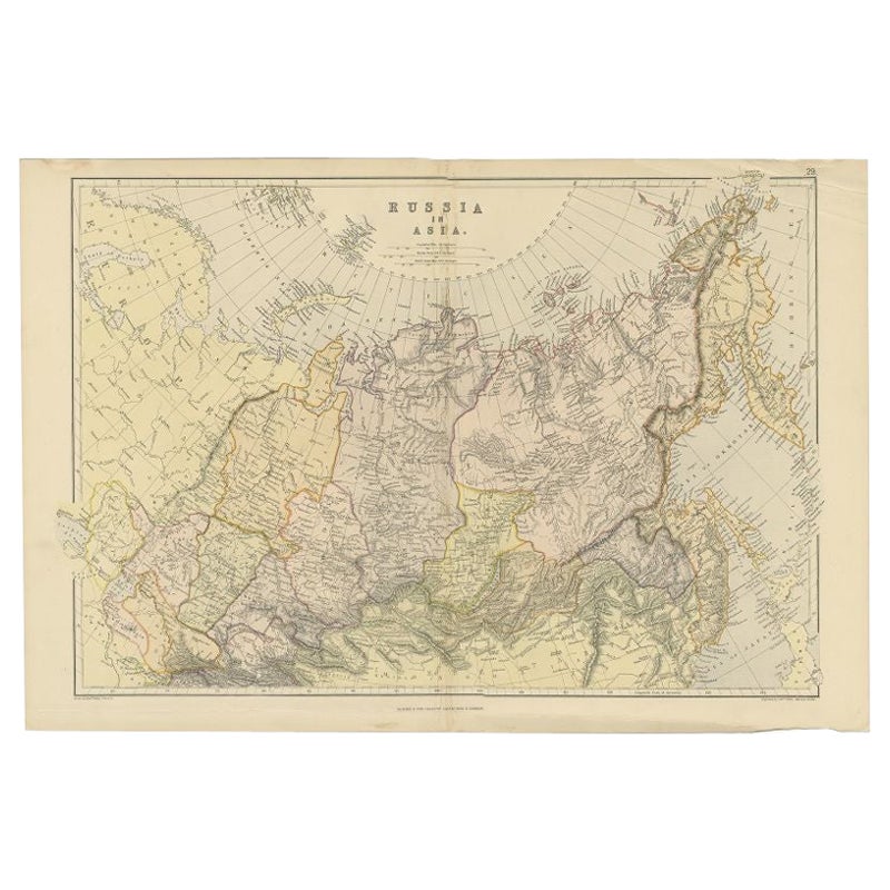 Antique Map of Russia in Asia by Weller, 1882 For Sale