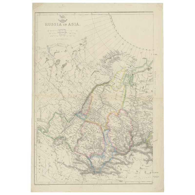 Antique Map of Russia in Asia by Weller, c.1865 For Sale
