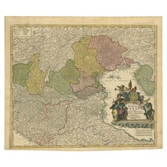 Antique Map of Northern Italy by Homann Heirs, c.1730
