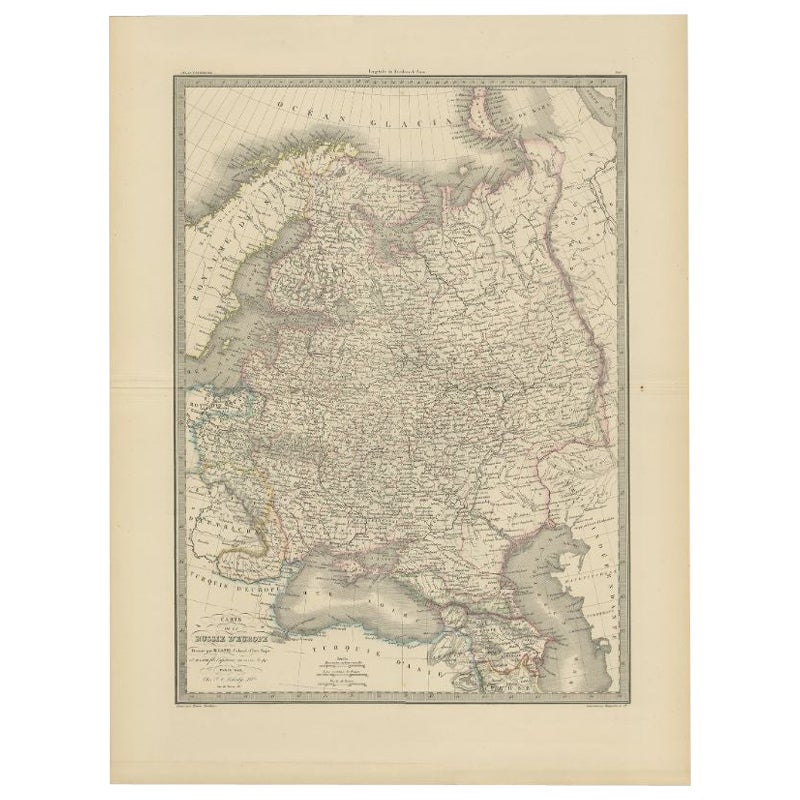 Antique Map of Russia in Europe, 1842 For Sale